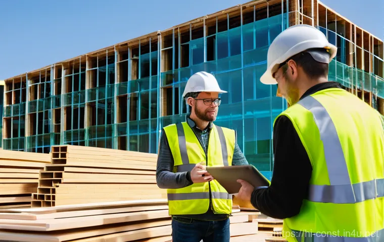 건축 시공 분야에서의 창업 기회 - **Green Building Innovation at a Construction Site**
    A wide-angle, bright, and optimistic photo ...