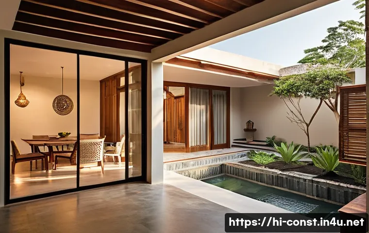 건축 시공과 지속 가능성 사례 - **Prompt 1: Indian Sustainable Home - Blending Tradition and Modernity**
    An inviting, sun-drench...